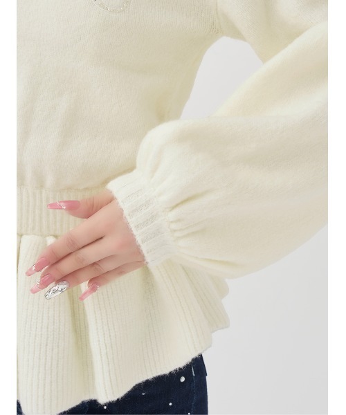 ぺプラムVネックニットトップス（ニット/セーター）｜Darich