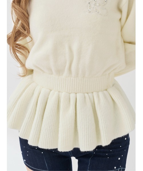 ぺプラムVネックニットトップス（ニット/セーター）｜Darich