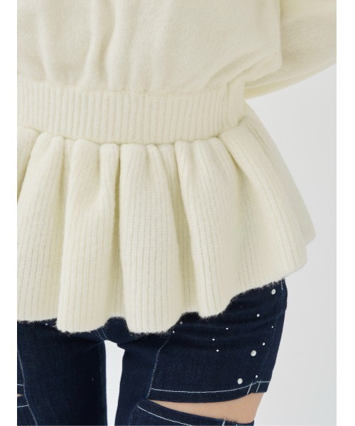 ぺプラムVネックニットトップス（ニット/セーター）｜Darich