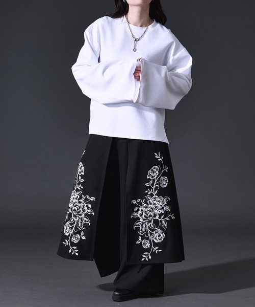 Ellno Loset(エルノロゼット)の「フラワー刺繍ラップワイドパンツ(スラックス・メンズ・ブラック・X-SMALL/LARGE/MEDIUM/SMALL)」の21枚目の写真