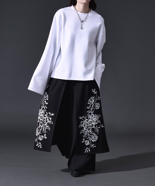 Ellno Loset(エルノロゼット)の「フラワー刺繍ラップワイドパンツ(スラックス・メンズ・ブラック・X-SMALL/LARGE/MEDIUM/SMALL)」の22枚目の写真