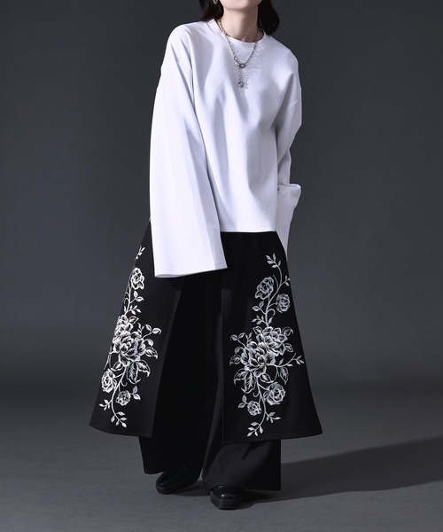 Ellno Loset(エルノロゼット)の「フラワー刺繍ラップワイドパンツ(スラックス・メンズ・ブラック・X-SMALL/LARGE/MEDIUM/SMALL)」の14枚目の写真