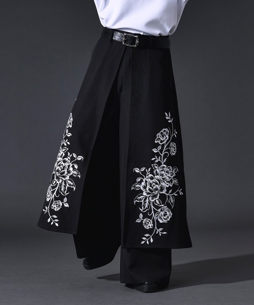 Ellno Loset(エルノロゼット)の「フラワー刺繍ラップワイドパンツ(スラックス・メンズ・ブラック・X-SMALL/LARGE/MEDIUM/SMALL)」の13枚目の写真
