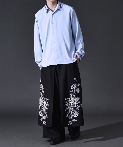 Ellno Loset(エルノロゼット)の「フラワー刺繍ラップワイドパンツ(スラックス・メンズ・ブラック・X-SMALL/LARGE/MEDIUM/SMALL)」の11枚目の写真
