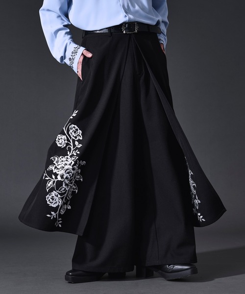 Ellno Loset(エルノロゼット)の「フラワー刺繍ラップワイドパンツ(スラックス・メンズ・ブラック・X-SMALL/LARGE/MEDIUM/SMALL)」の7枚目の写真