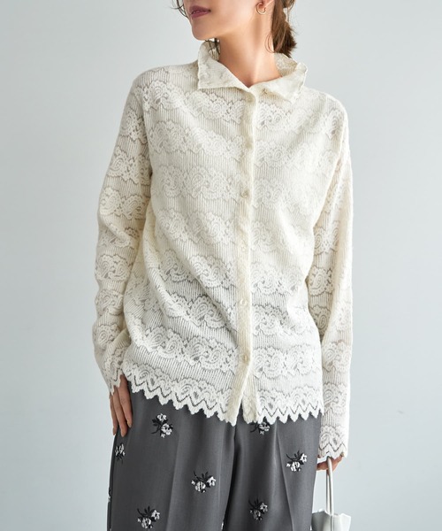 【LUXE】前開きふんわりレースブラウス