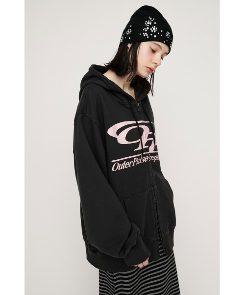 SLY（スライ）の「LOGO OVER HOODIE ロゴオーバーフーディー 春服 ジップパーカー（パーカー・レディース・ブラウン/ライトブルー/杢グレー/ライトブラック・FREE）」の16枚目の写真
