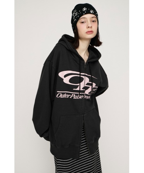 SLY（スライ）の「LOGO OVER HOODIE ロゴオーバーフーディー 春服 ジップパーカー（パーカー・レディース・ブラウン/ライトブルー/杢グレー/ライトブラック・FREE）」の18枚目の写真