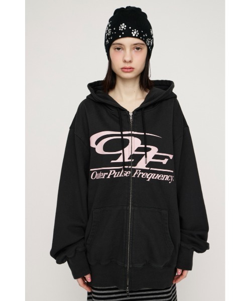 SLY（スライ）の「LOGO OVER HOODIE ロゴオーバーフーディー 春服 ジップパーカー（パーカー・レディース・ブラウン/ライトブルー/杢グレー/ライトブラック・FREE）」の19枚目の写真
