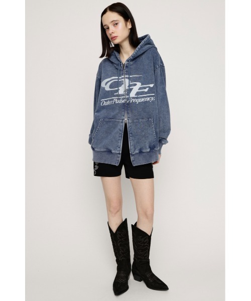 SLY（スライ）の「LOGO OVER HOODIE ロゴオーバーフーディー 春服 ジップパーカー（パーカー・レディース・ブラウン/ライトブルー/杢グレー/ライトブラック・FREE）」の7枚目の写真