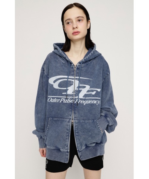 SLY（スライ）の「LOGO OVER HOODIE ロゴオーバーフーディー 春服 ジップパーカー（パーカー・レディース・ブラウン/ライトブルー/杢グレー/ライトブラック・FREE）」の8枚目の写真