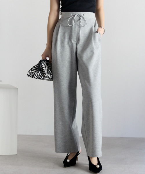 PREFERIR(プレフェリール)の「きれいめイージー ダンボールニット ストレートパンツ/ウエストゴム 洗える(その他パンツ・レディース・グレー/ブラック・MEDIUM/LARGE)」の16枚目の写真