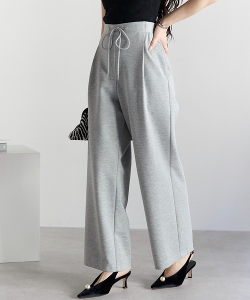 PREFERIR(プレフェリール)の「きれいめイージー ダンボールニット ストレートパンツ/ウエストゴム 洗える(その他パンツ・レディース・グレー/ブラック・MEDIUM/LARGE)」の17枚目の写真