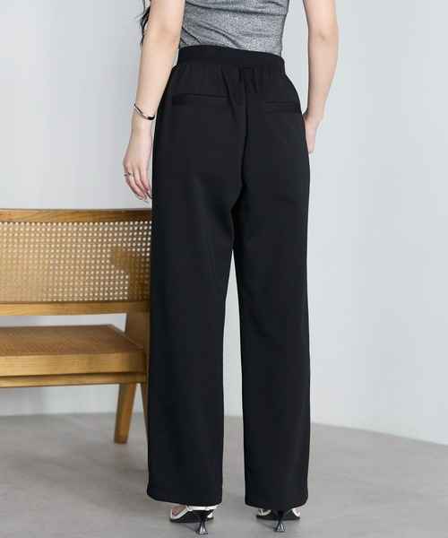 PREFERIR(プレフェリール)の「きれいめイージー ダンボールニット ストレートパンツ/ウエストゴム 洗える(その他パンツ・レディース・グレー/ブラック・MEDIUM/LARGE)」の7枚目の写真