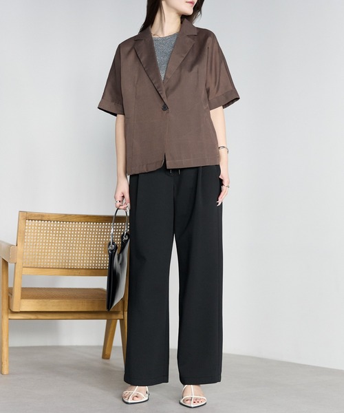 PREFERIR(プレフェリール)の「きれいめイージー ダンボールニット ストレートパンツ/ウエストゴム 洗える(その他パンツ・レディース・グレー/ブラック・MEDIUM/LARGE)」の8枚目の写真