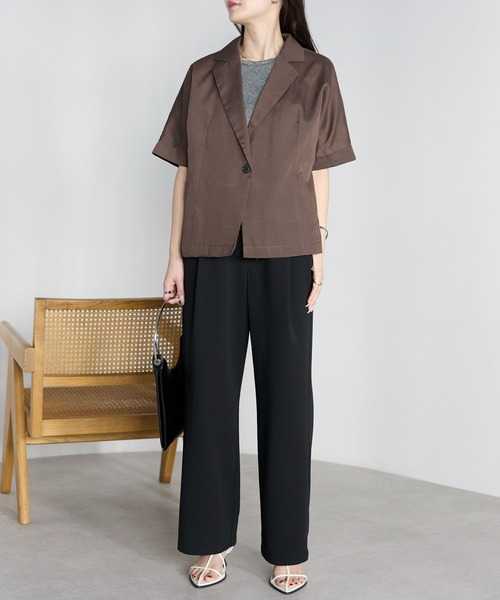 PREFERIR(プレフェリール)の「きれいめイージー ダンボールニット ストレートパンツ/ウエストゴム 洗える(その他パンツ・レディース・グレー/ブラック・MEDIUM/LARGE)」の9枚目の写真