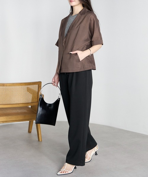 PREFERIR(プレフェリール)の「きれいめイージー ダンボールニット ストレートパンツ/ウエストゴム 洗える(その他パンツ・レディース・グレー/ブラック・MEDIUM/LARGE)」の10枚目の写真