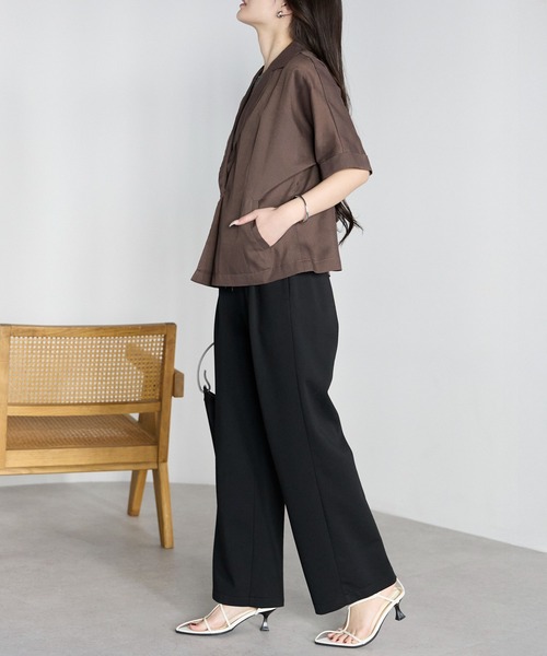 PREFERIR(プレフェリール)の「きれいめイージー ダンボールニット ストレートパンツ/ウエストゴム 洗える(その他パンツ・レディース・グレー/ブラック・MEDIUM/LARGE)」の12枚目の写真