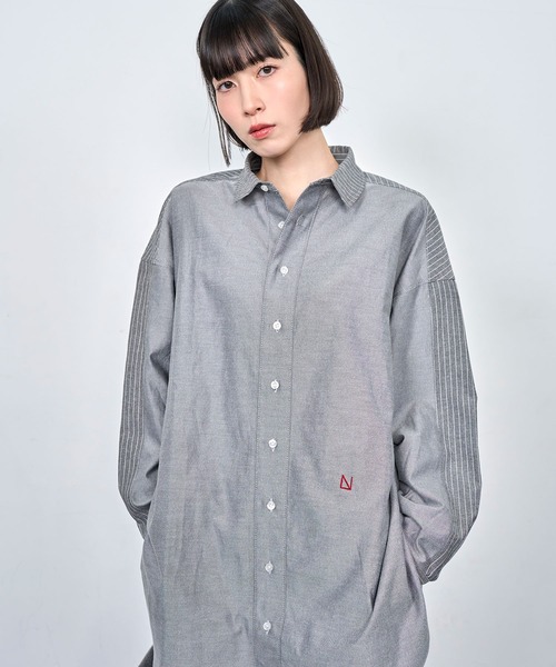 Nora Lily（ノラリリー）の「【Nora Lily】Stripe Swiching Relax Shirt（シャツ/ブラウス・メンズ・ブルー/グレー・FREE）」の3枚目の写真