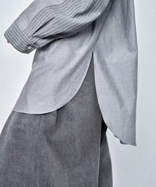 Nora Lily（ノラリリー）の「【Nora Lily】Stripe Swiching Relax Shirt（シャツ/ブラウス・メンズ・ブルー/グレー・FREE）」の7枚目の写真