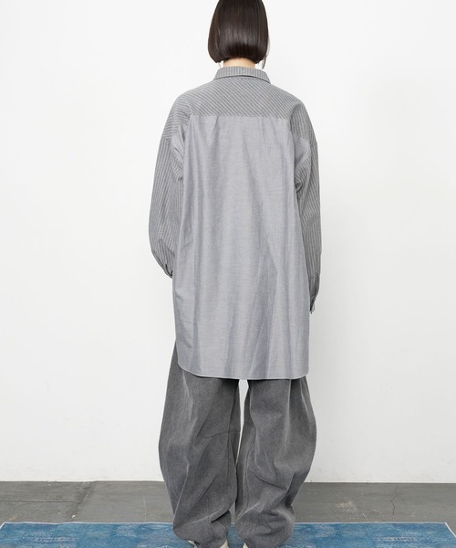 Nora Lily（ノラリリー）の「【Nora Lily】Stripe Swiching Relax Shirt（シャツ/ブラウス・メンズ・ブルー/グレー・FREE）」の11枚目の写真