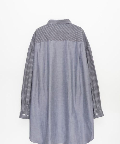Nora Lily（ノラリリー）の「【Nora Lily】Stripe Swiching Relax Shirt（シャツ/ブラウス・メンズ・ブルー/グレー・FREE）」の13枚目の写真