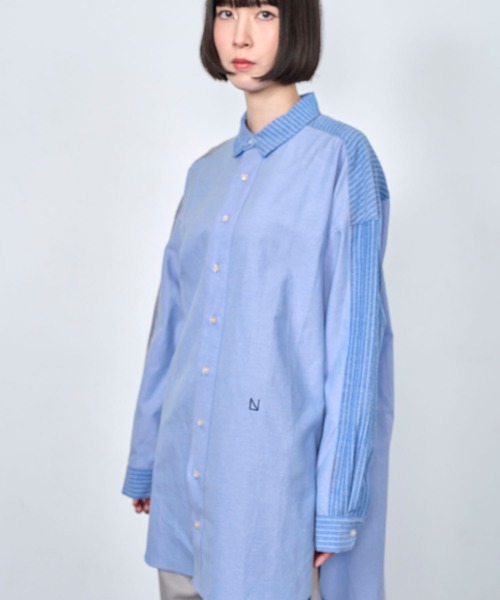 Nora Lily（ノラリリー）の「【Nora Lily】Stripe Swiching Relax Shirt（シャツ/ブラウス・メンズ・ブルー/グレー・FREE）」の15枚目の写真