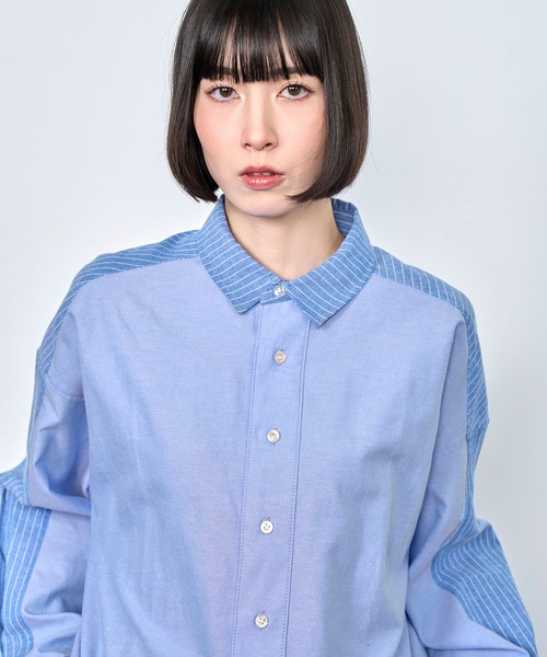 Nora Lily（ノラリリー）の「【Nora Lily】Stripe Swiching Relax Shirt（シャツ/ブラウス・メンズ・ブルー/グレー・FREE）」の17枚目の写真
