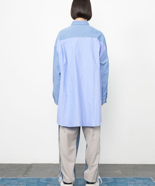 Nora Lily（ノラリリー）の「【Nora Lily】Stripe Swiching Relax Shirt（シャツ/ブラウス・メンズ・ブルー/グレー・FREE）」の22枚目の写真