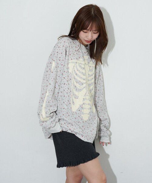 RePRODUCTION LABEL（リプロダクションレーベル）の「【RePRODUCTION LABEL / リプロダクションレーベル】クルーネックフェードフラワーサーマル（Tシャツ/カットソー・レディース・ネイビー/グレー・FREE）」の19枚目の写真