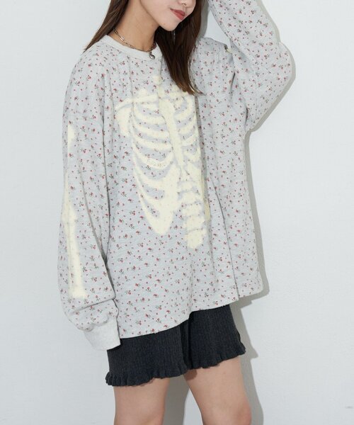 RePRODUCTION LABEL（リプロダクションレーベル）の「【RePRODUCTION LABEL / リプロダクションレーベル】クルーネックフェードフラワーサーマル（Tシャツ/カットソー・レディース・ネイビー/グレー・FREE）」の20枚目の写真