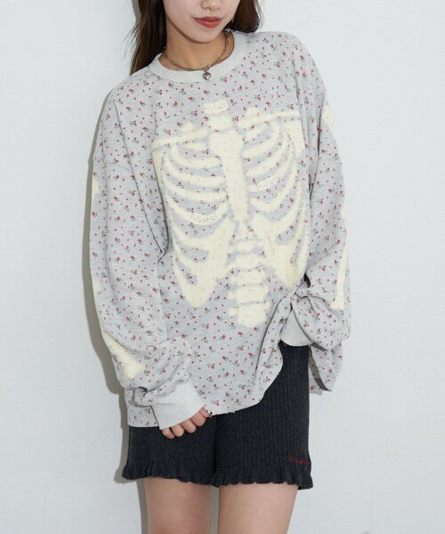 RePRODUCTION LABEL（リプロダクションレーベル）の「【RePRODUCTION LABEL / リプロダクションレーベル】クルーネックフェードフラワーサーマル（Tシャツ/カットソー・レディース・ネイビー/グレー・FREE）」の21枚目の写真