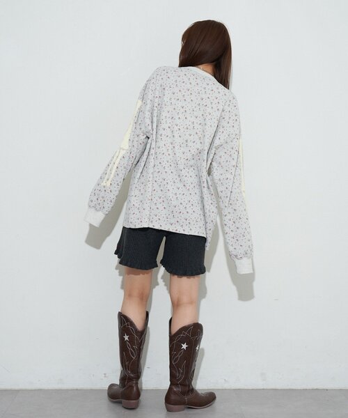 RePRODUCTION LABEL（リプロダクションレーベル）の「【RePRODUCTION LABEL / リプロダクションレーベル】クルーネックフェードフラワーサーマル（Tシャツ/カットソー・レディース・ネイビー/グレー・FREE）」の15枚目の写真