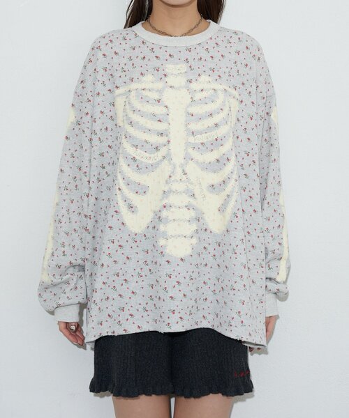 RePRODUCTION LABEL（リプロダクションレーベル）の「【RePRODUCTION LABEL / リプロダクションレーベル】クルーネックフェードフラワーサーマル（Tシャツ/カットソー・レディース・ネイビー/グレー・FREE）」の16枚目の写真