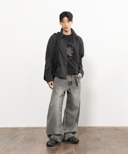 BEGIN202（ビギン202）の「ロウラインクロップチェックシャツ[モカブラック]（シャツ/ブラウス・メンズ・その他・1/2/3）」の2枚目の写真
