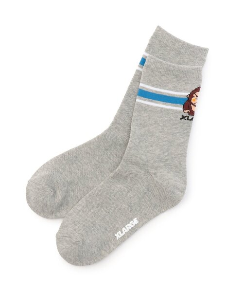 XLARGE KIDS（エクストララージキッズ）の「【人気商品再入荷】【直営店で取り扱い無し】ファニーゴリララインクルーソックス（ソックス/靴下・キッズ・トップグレー/ホワイト・13-15cm/15-17cm/17-19cm/19-21cm）」の2枚目の写真