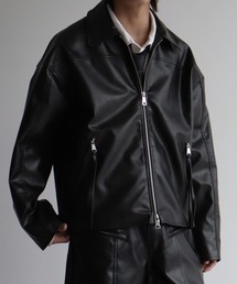 welise（ウェライズ）の「【welise ウェライズ】ヴィンテージエイジングPUレザー ショートレザーブルゾン（ライダースジャケット）」