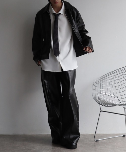 welise（ウェライズ）の「【welise/ウェライズ】ヴィンテージエイジングPUレザー ショートレザーブルゾン（ライダースジャケット・メンズ・ブラック/ダークブラック・L/M/S）」の7枚目の写真