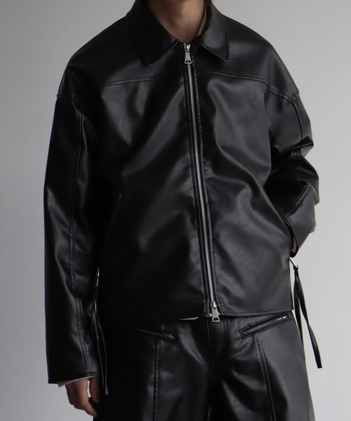 welise（ウェライズ）の「【welise/ウェライズ】ヴィンテージエイジングPUレザー ショートレザーブルゾン（ライダースジャケット・メンズ・ブラック/ダークブラック・L/M/S）」の4枚目の写真