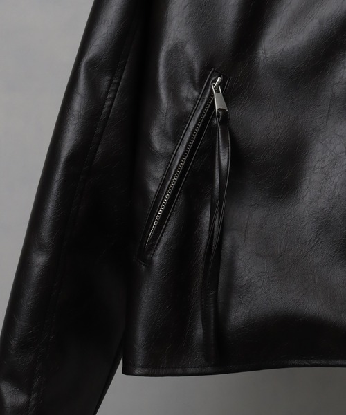 welise（ウェライズ）の「【welise/ウェライズ】ヴィンテージエイジングPUレザー ショートレザーブルゾン（ライダースジャケット・メンズ・ブラック/ダークブラック・L/M/S）」の21枚目の写真