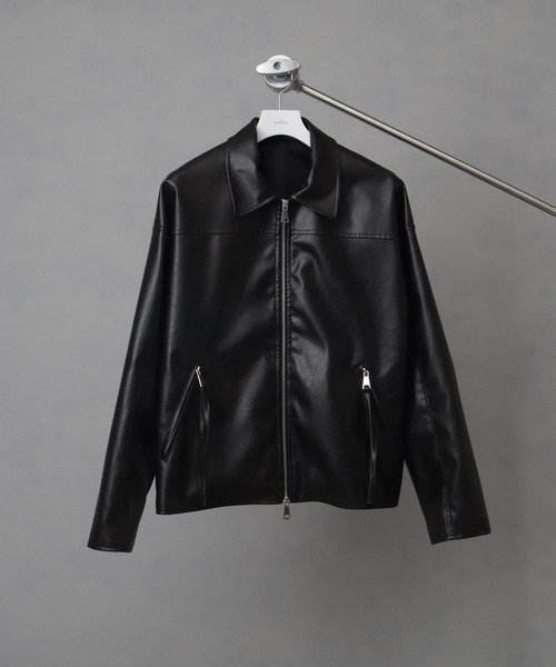welise（ウェライズ）の「【welise/ウェライズ】ヴィンテージエイジングPUレザー ショートレザーブルゾン（ライダースジャケット・メンズ・ブラック/ダークブラック・L/M/S）」の3枚目の写真