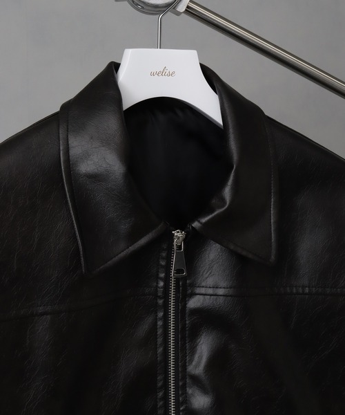 welise（ウェライズ）の「【welise/ウェライズ】ヴィンテージエイジングPUレザー ショートレザーブルゾン（ライダースジャケット・メンズ・ブラック/ダークブラック・L/M/S）」の17枚目の写真