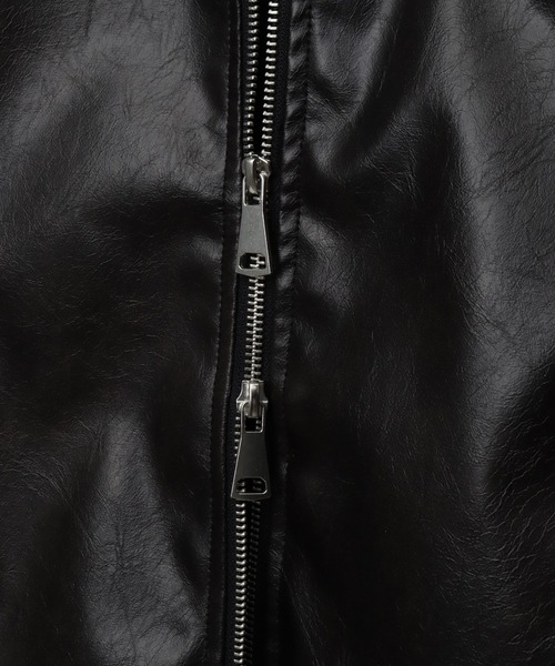 welise（ウェライズ）の「【welise/ウェライズ】ヴィンテージエイジングPUレザー ショートレザーブルゾン（ライダースジャケット・メンズ・ブラック/ダークブラック・L/M/S）」の19枚目の写真