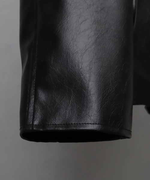 welise（ウェライズ）の「【welise/ウェライズ】ヴィンテージエイジングPUレザー ショートレザーブルゾン（ライダースジャケット・メンズ・ブラック/ダークブラック・L/M/S）」の22枚目の写真