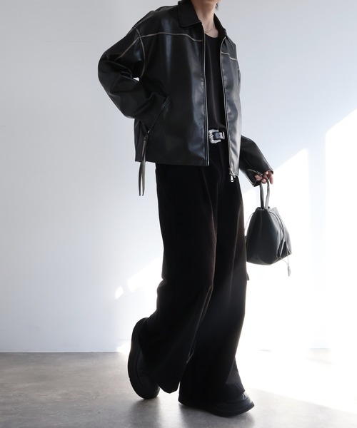 welise（ウェライズ）の「【welise/ウェライズ】ヴィンテージエイジングPUレザー ショートレザーブルゾン（ライダースジャケット・メンズ・ブラック/ダークブラック・L/M/S）」の15枚目の写真