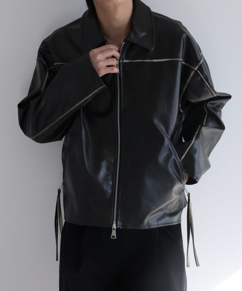 welise（ウェライズ）の「【welise/ウェライズ】ヴィンテージエイジングPUレザー ショートレザーブルゾン（ライダースジャケット・メンズ・ブラック/ダークブラック・L/M/S）」の11枚目の写真