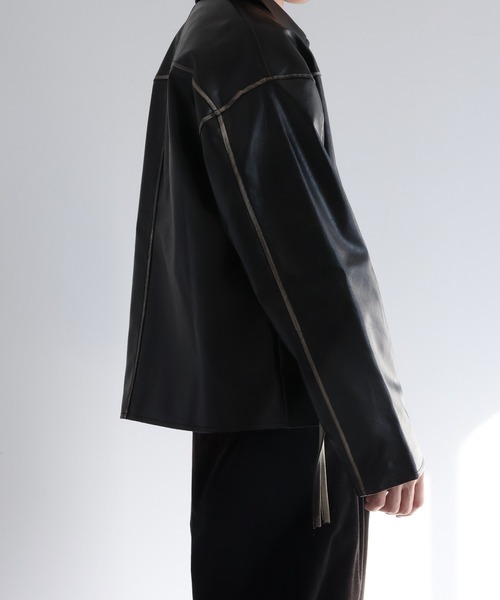 welise（ウェライズ）の「【welise/ウェライズ】ヴィンテージエイジングPUレザー ショートレザーブルゾン（ライダースジャケット・メンズ・ブラック/ダークブラック・L/M/S）」の13枚目の写真