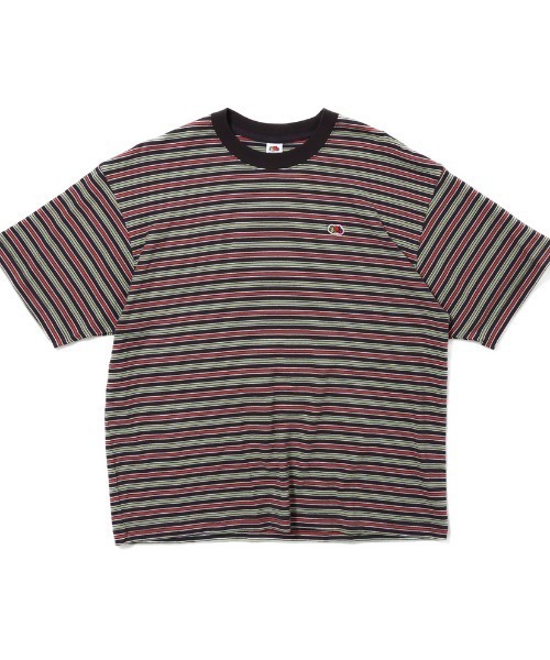 FRUIT OF THE LOOM(フルーツオブザルーム)の「【FRUIT OF THE LOOM】ピーチ起毛天竺ボーダーTシャツ1 / フルーツオブザルーム マルチボーダー 半袖Tシャツ(Tシャツ/カットソー・メンズ・チャコールグレー/アイボリー/イエロー・S/M/L)」の2枚目の写真