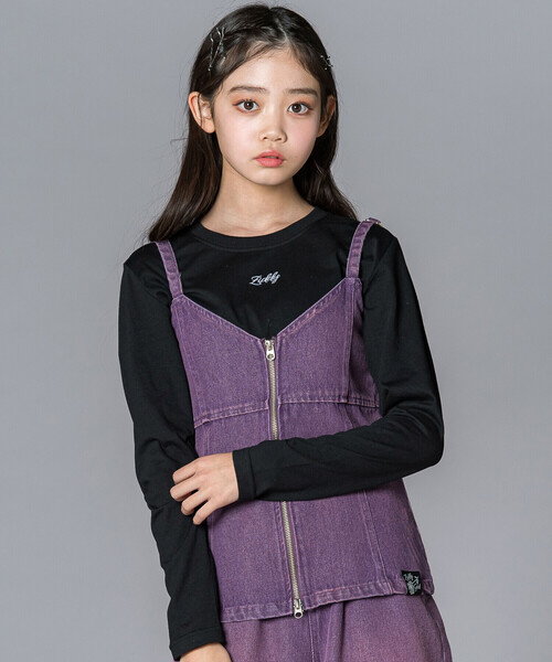 ZIDDY（ジディ）の「デニムビスチェ＆TシャツSET(130~160cm)（その他トップス・キッズ・パープル/ブルー・140cm/150cm/FREE/130cm）」の2枚目の写真