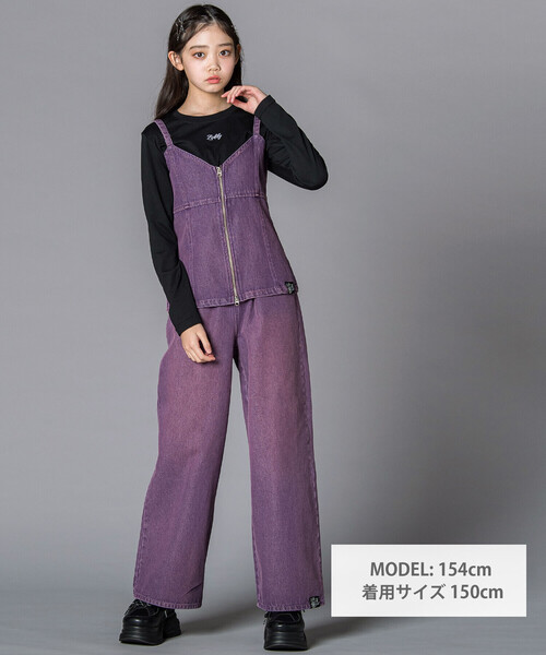 ZIDDY（ジディ）の「デニムビスチェ＆TシャツSET(130~160cm)（その他トップス・キッズ・パープル/ブルー・140cm/150cm/FREE/130cm）」の4枚目の写真